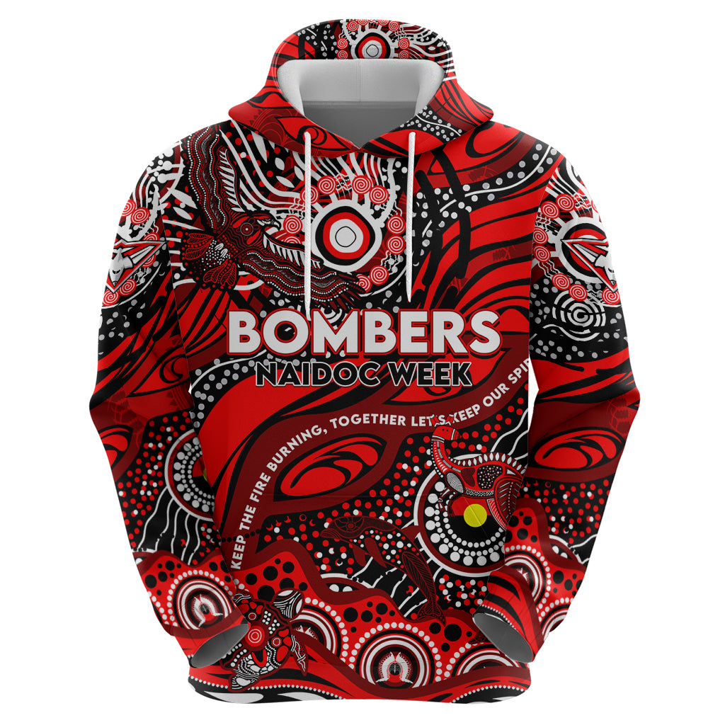 Custom NAIDOC Week 2024 Bombers Zip Hoodie Aboriginal Animals Keep The Fire Burning