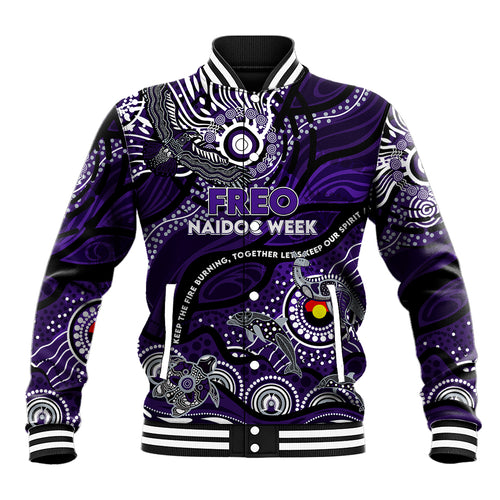 Custom NAIDOC Week 2024 Freo Baseball Jacket Aboriginal Animals Keep The Fire Burning