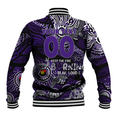 Custom NAIDOC Week 2024 Freo Baseball Jacket Aboriginal Animals Keep The Fire Burning