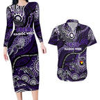 Custom NAIDOC Week 2024 Freo Couples Matching Long Sleeve Bodycon Dress and Hawaiian Shirt Aboriginal Animals Keep The Fire Burning