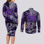 Custom NAIDOC Week 2024 Freo Couples Matching Long Sleeve Bodycon Dress and Long Sleeve Button Shirt Aboriginal Animals Keep The Fire Burning