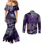 Custom NAIDOC Week 2024 Freo Couples Matching Mermaid Dress and Long Sleeve Button Shirt Aboriginal Animals Keep The Fire Burning