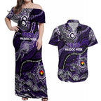 Custom NAIDOC Week 2024 Freo Couples Matching Off Shoulder Maxi Dress and Hawaiian Shirt Aboriginal Animals Keep The Fire Burning