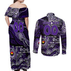 Custom NAIDOC Week 2024 Freo Couples Matching Off Shoulder Maxi Dress and Long Sleeve Button Shirt Aboriginal Animals Keep The Fire Burning