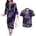 Custom NAIDOC Week 2024 Freo Couples Matching Off The Shoulder Long Sleeve Dress and Hawaiian Shirt Aboriginal Animals Keep The Fire Burning