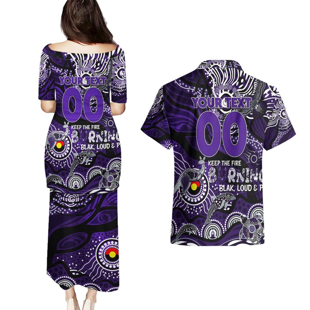 Custom NAIDOC Week 2024 Freo Couples Matching Puletasi and Hawaiian Shirt Aboriginal Animals Keep The Fire Burning