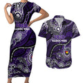 Custom NAIDOC Week 2024 Freo Couples Matching Short Sleeve Bodycon Dress and Hawaiian Shirt Aboriginal Animals Keep The Fire Burning
