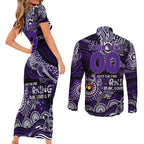 Custom NAIDOC Week 2024 Freo Couples Matching Short Sleeve Bodycon Dress and Long Sleeve Button Shirt Aboriginal Animals Keep The Fire Burning