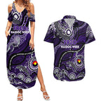 Custom NAIDOC Week 2024 Freo Couples Matching Summer Maxi Dress and Hawaiian Shirt Aboriginal Animals Keep The Fire Burning