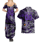 Custom NAIDOC Week 2024 Freo Couples Matching Summer Maxi Dress and Hawaiian Shirt Aboriginal Animals Keep The Fire Burning