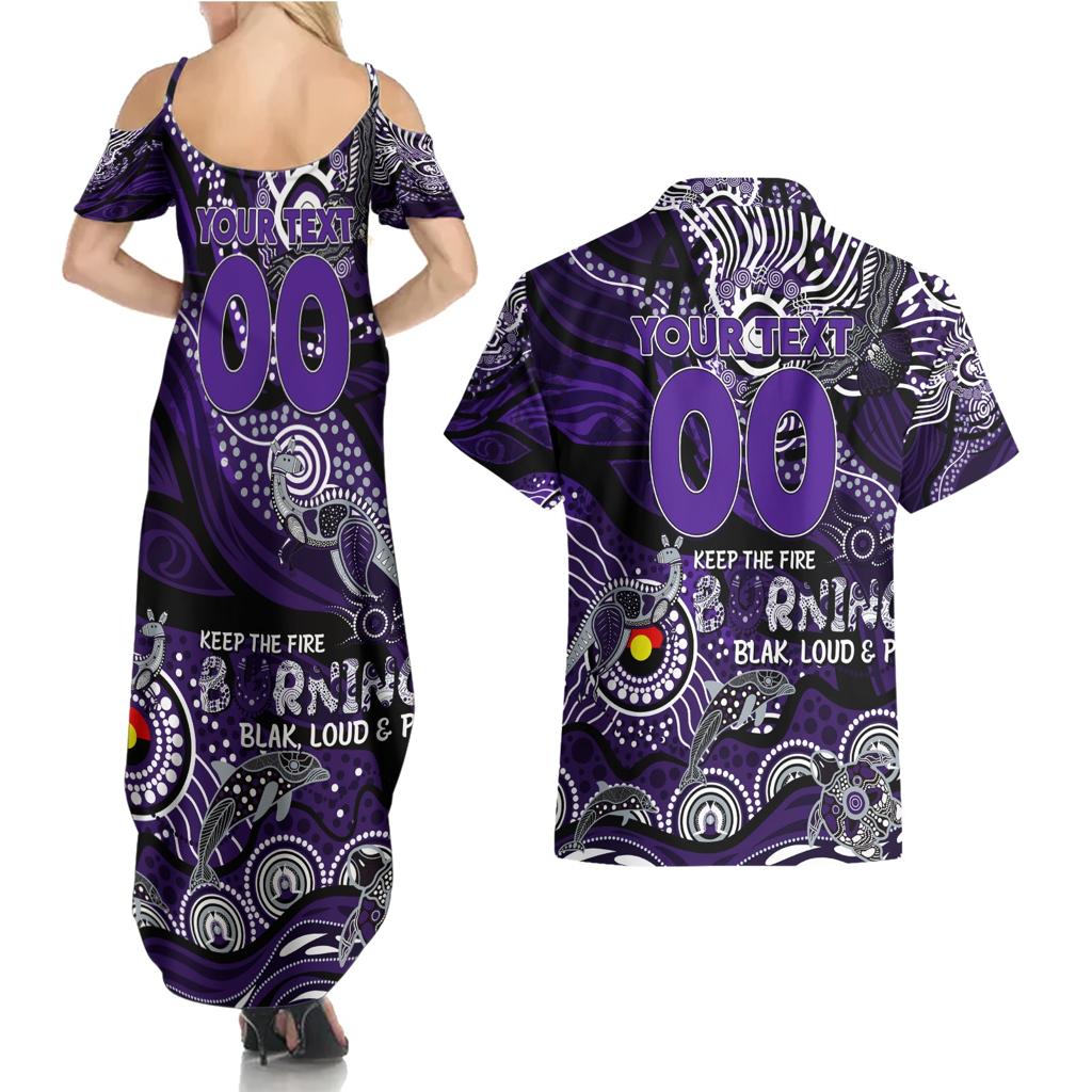 Custom NAIDOC Week 2024 Freo Couples Matching Summer Maxi Dress and Hawaiian Shirt Aboriginal Animals Keep The Fire Burning