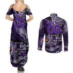 Custom NAIDOC Week 2024 Freo Couples Matching Summer Maxi Dress and Long Sleeve Button Shirt Aboriginal Animals Keep The Fire Burning
