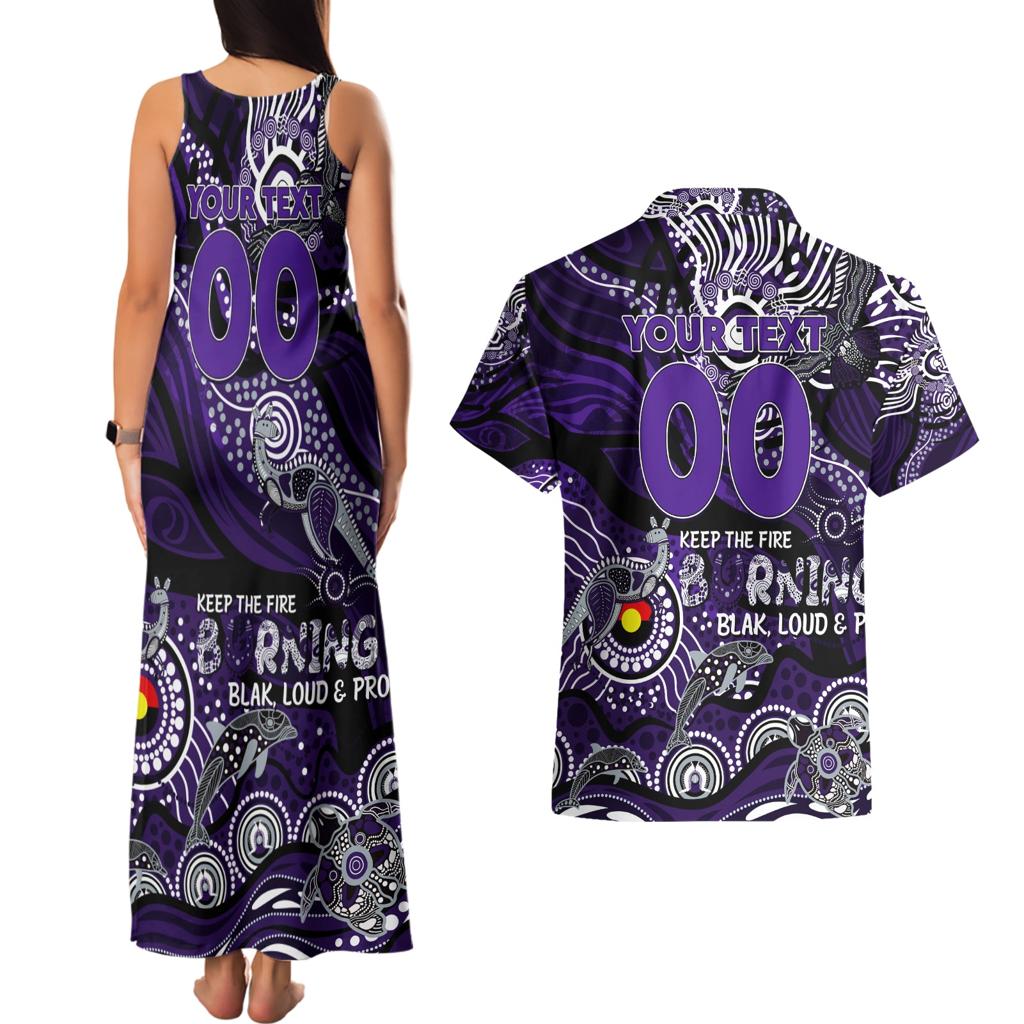 Custom NAIDOC Week 2024 Freo Couples Matching Tank Maxi Dress and Hawaiian Shirt Aboriginal Animals Keep The Fire Burning