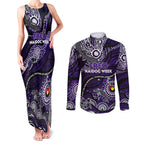 Custom NAIDOC Week 2024 Freo Couples Matching Tank Maxi Dress and Long Sleeve Button Shirt Aboriginal Animals Keep The Fire Burning