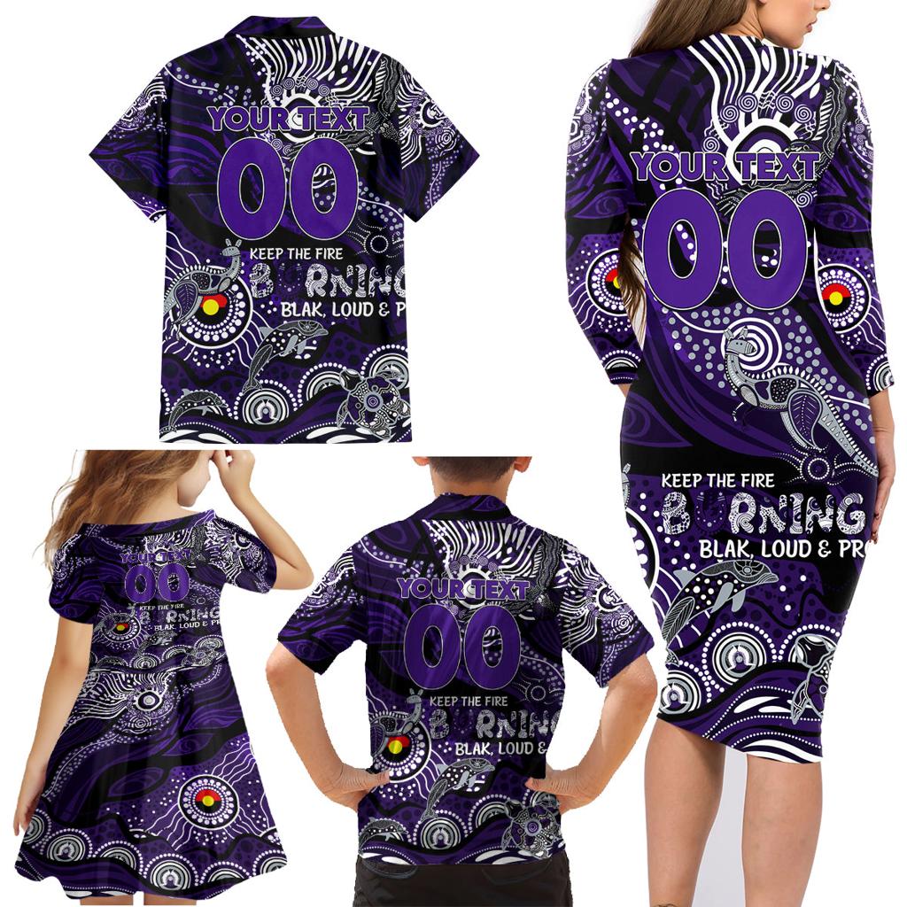 Custom NAIDOC Week 2024 Freo Family Matching Long Sleeve Bodycon Dress and Hawaiian Shirt Aboriginal Animals Keep The Fire Burning
