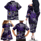 Custom NAIDOC Week 2024 Freo Family Matching Off The Shoulder Long Sleeve Dress and Hawaiian Shirt Aboriginal Animals Keep The Fire Burning