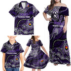 Custom NAIDOC Week 2024 Freo Family Matching Off Shoulder Maxi Dress and Hawaiian Shirt Aboriginal Animals Keep The Fire Burning