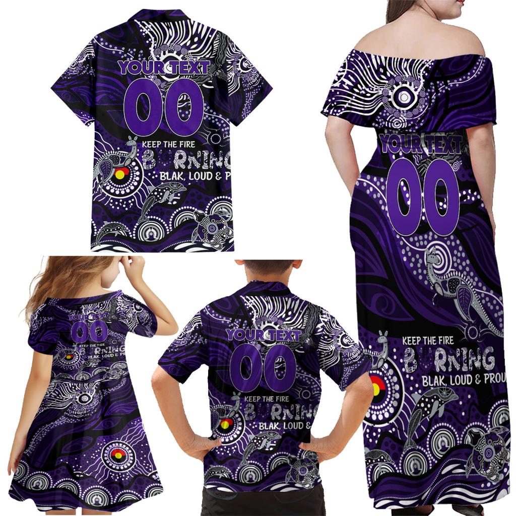 Custom NAIDOC Week 2024 Freo Family Matching Off Shoulder Maxi Dress and Hawaiian Shirt Aboriginal Animals Keep The Fire Burning