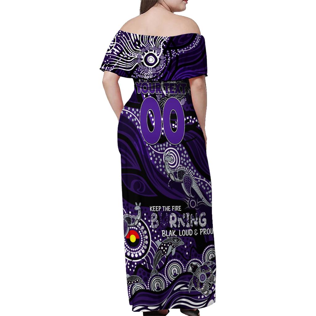 Custom NAIDOC Week 2024 Freo Family Matching Off Shoulder Maxi Dress and Hawaiian Shirt Aboriginal Animals Keep The Fire Burning