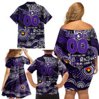 Custom NAIDOC Week 2024 Freo Family Matching Off Shoulder Short Dress and Hawaiian Shirt Aboriginal Animals Keep The Fire Burning