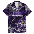 Custom NAIDOC Week 2024 Freo Family Matching Off Shoulder Short Dress and Hawaiian Shirt Aboriginal Animals Keep The Fire Burning