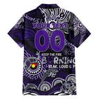 Custom NAIDOC Week 2024 Freo Family Matching Off Shoulder Short Dress and Hawaiian Shirt Aboriginal Animals Keep The Fire Burning