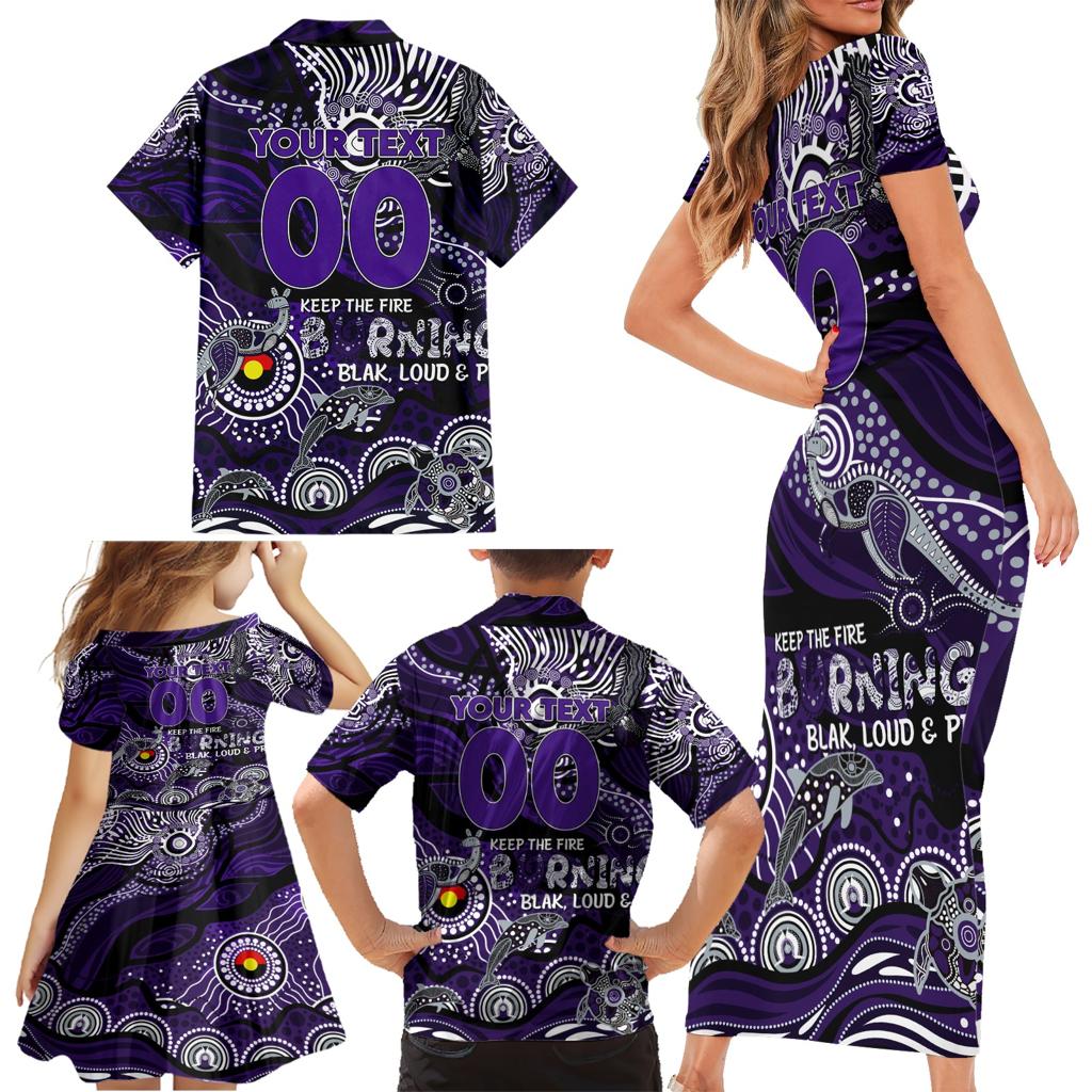 Custom NAIDOC Week 2024 Freo Family Matching Short Sleeve Bodycon Dress and Hawaiian Shirt Aboriginal Animals Keep The Fire Burning