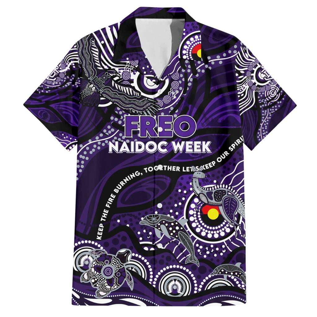 Custom NAIDOC Week 2024 Freo Family Matching Short Sleeve Bodycon Dress and Hawaiian Shirt Aboriginal Animals Keep The Fire Burning