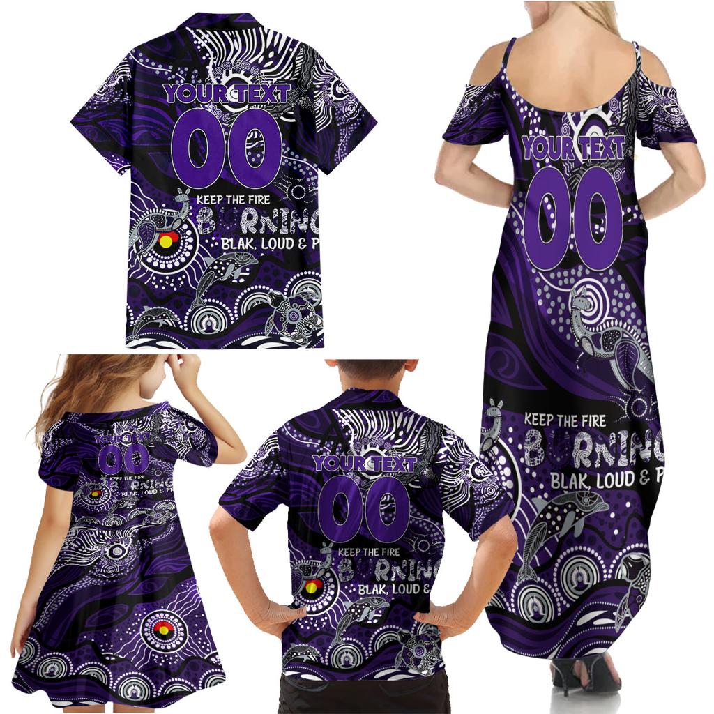 Custom NAIDOC Week 2024 Freo Family Matching Summer Maxi Dress and Hawaiian Shirt Aboriginal Animals Keep The Fire Burning