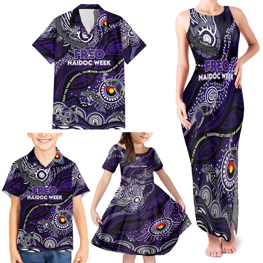 Custom NAIDOC Week 2024 Freo Family Matching Tank Maxi Dress and Hawaiian Shirt Aboriginal Animals Keep The Fire Burning