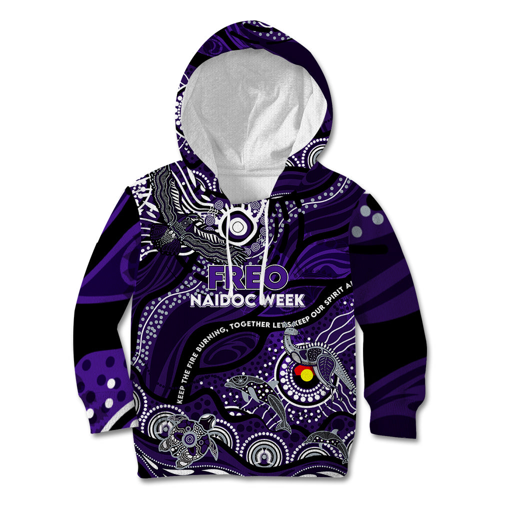 Custom NAIDOC Week 2024 Freo Kid Hoodie Aboriginal Animals Keep The Fire Burning