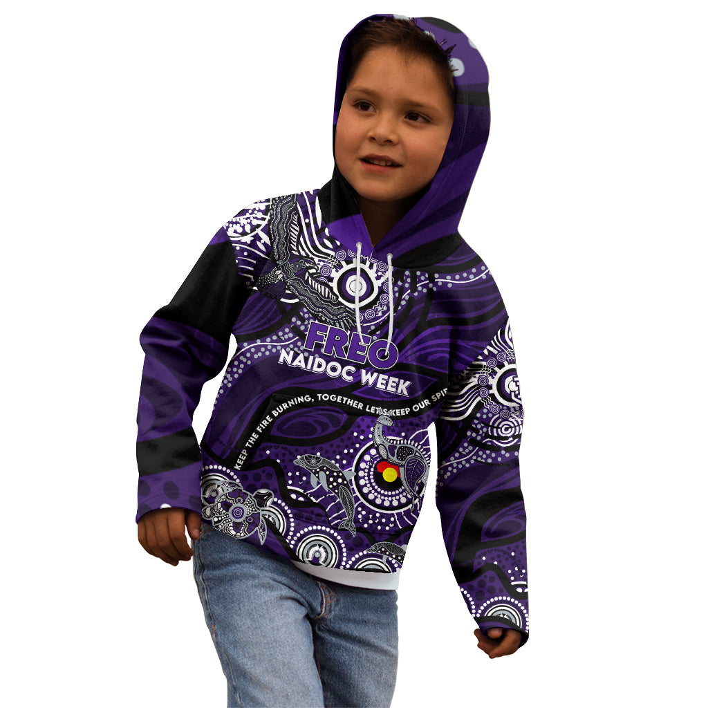 Custom NAIDOC Week 2024 Freo Kid Hoodie Aboriginal Animals Keep The Fire Burning