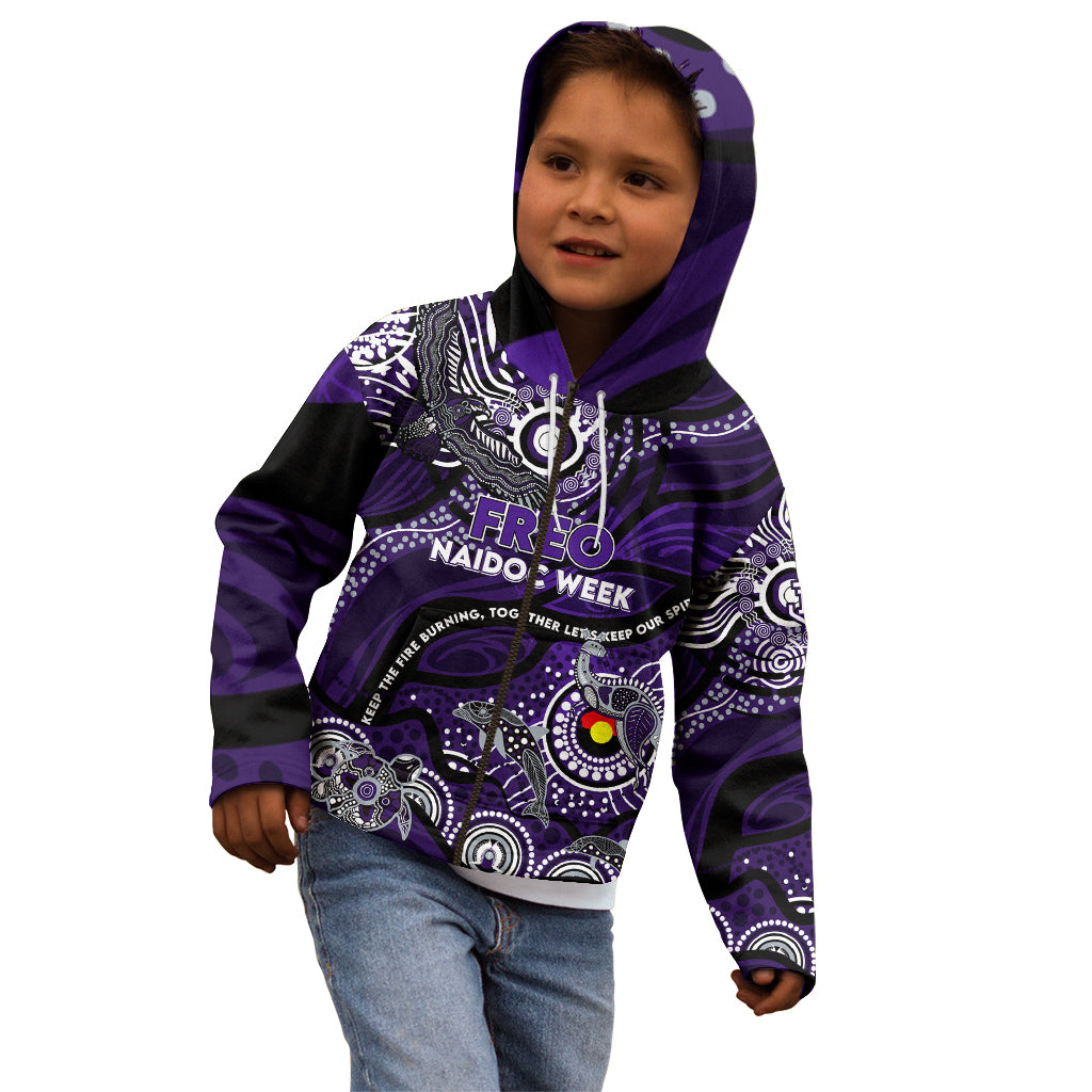 Custom NAIDOC Week 2024 Freo Kid Hoodie Aboriginal Animals Keep The Fire Burning