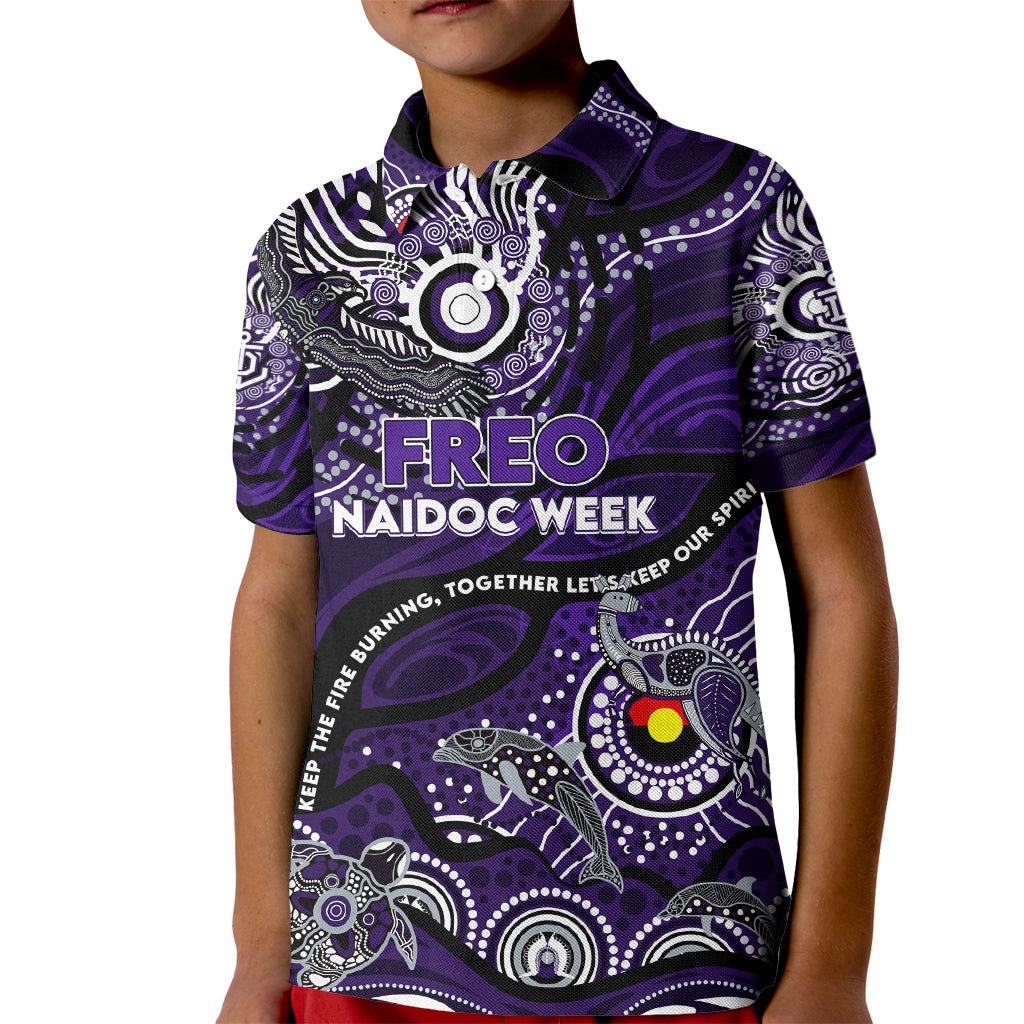 Custom NAIDOC Week 2024 Freo Kid Polo Shirt Aboriginal Animals Keep The Fire Burning