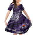 Custom NAIDOC Week 2024 Freo Kid Short Sleeve Dress Aboriginal Animals Keep The Fire Burning