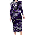 Custom NAIDOC Week 2024 Freo Long Sleeve Bodycon Dress Aboriginal Animals Keep The Fire Burning