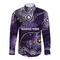 Custom NAIDOC Week 2024 Freo Long Sleeve Button Shirt Aboriginal Animals Keep The Fire Burning