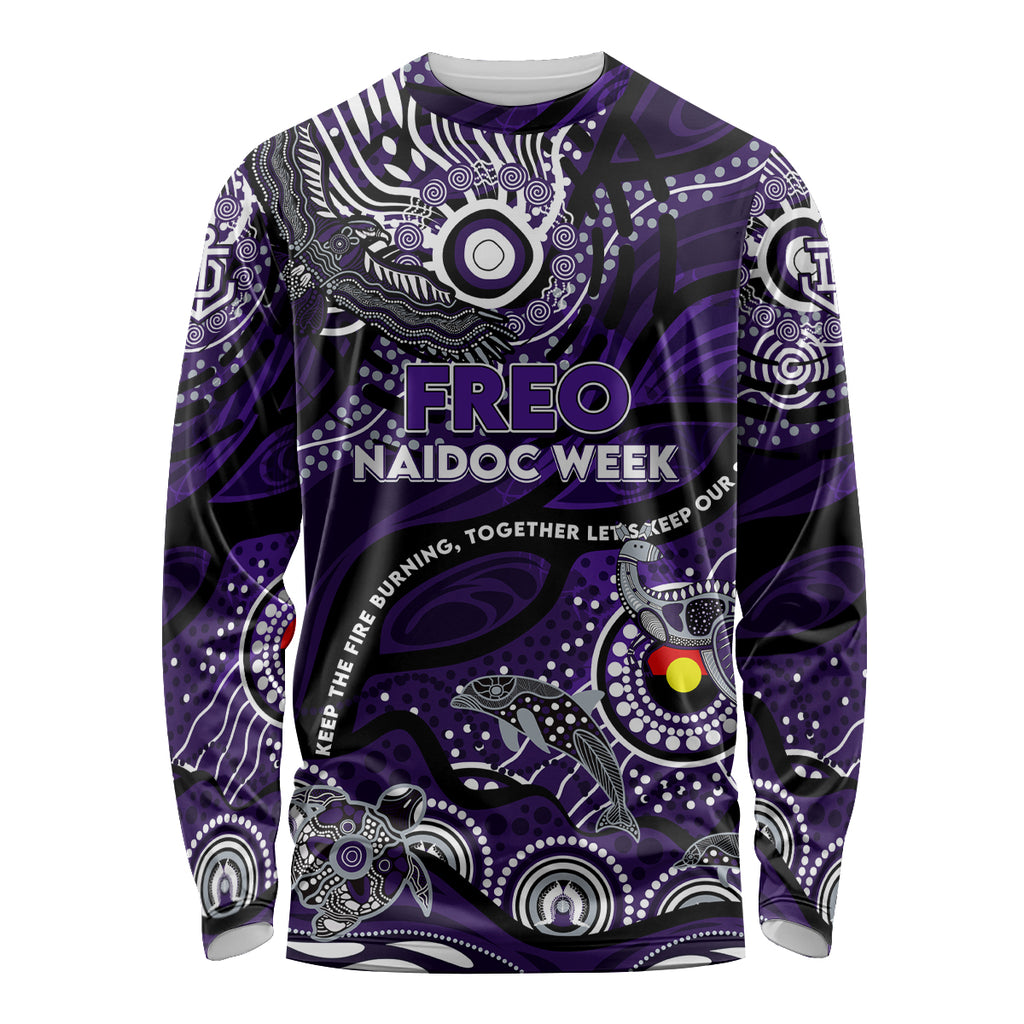 Custom NAIDOC Week 2024 Freo Long Sleeve Shirt Aboriginal Animals Keep The Fire Burning