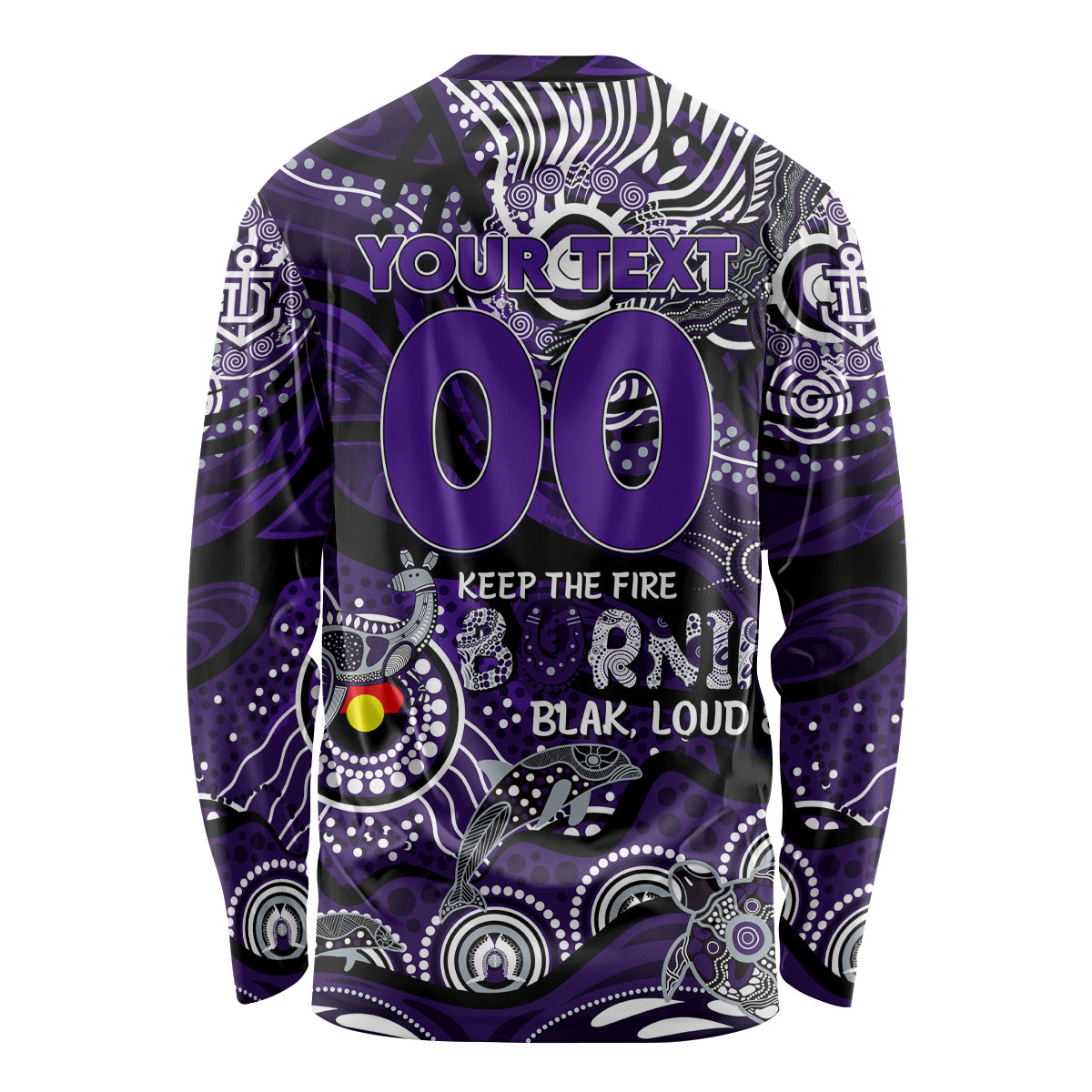 Custom NAIDOC Week 2024 Freo Long Sleeve Shirt Aboriginal Animals Keep The Fire Burning
