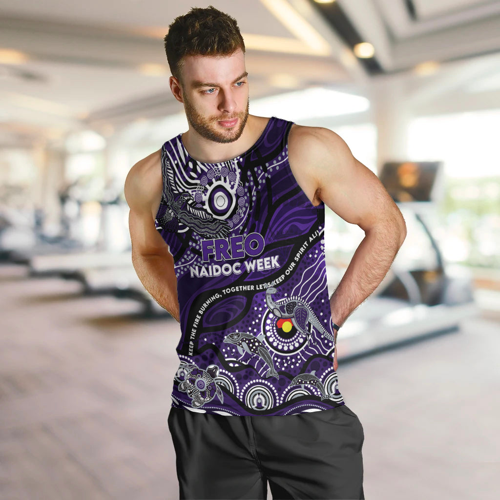 Custom NAIDOC Week 2024 Freo Men Tank Top Aboriginal Animals Keep The Fire Burning