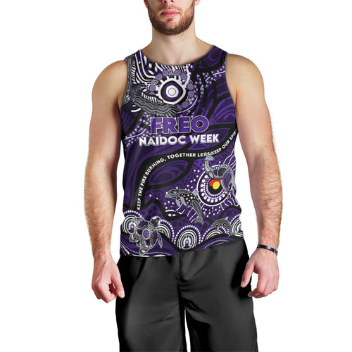 Custom NAIDOC Week 2024 Freo Men Tank Top Aboriginal Animals Keep The Fire Burning