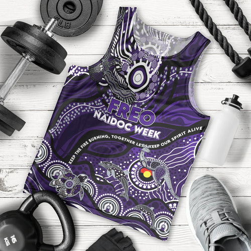 Custom NAIDOC Week 2024 Freo Men Tank Top Aboriginal Animals Keep The Fire Burning