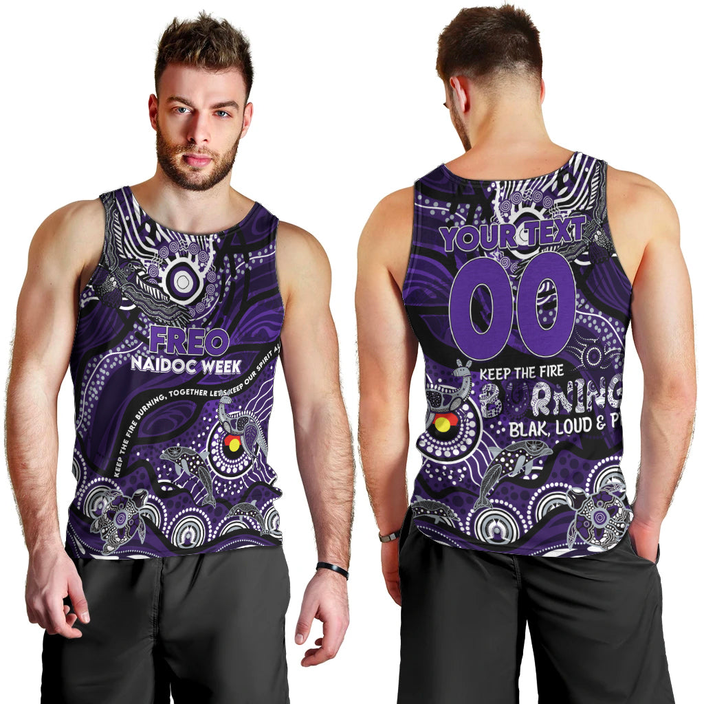 Custom NAIDOC Week 2024 Freo Men Tank Top Aboriginal Animals Keep The Fire Burning