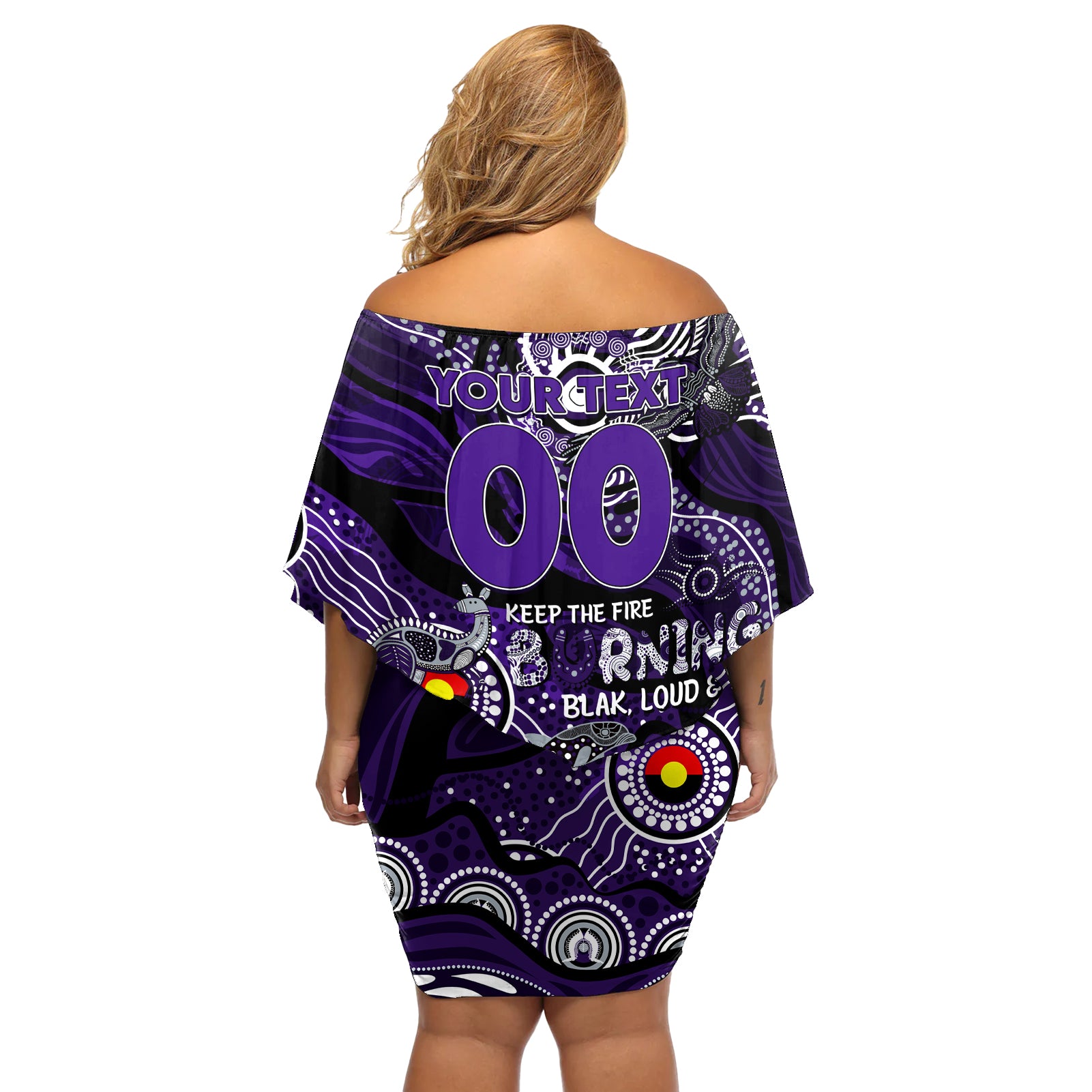 Custom NAIDOC Week 2024 Freo Off Shoulder Short Dress Aboriginal Animals Keep The Fire Burning