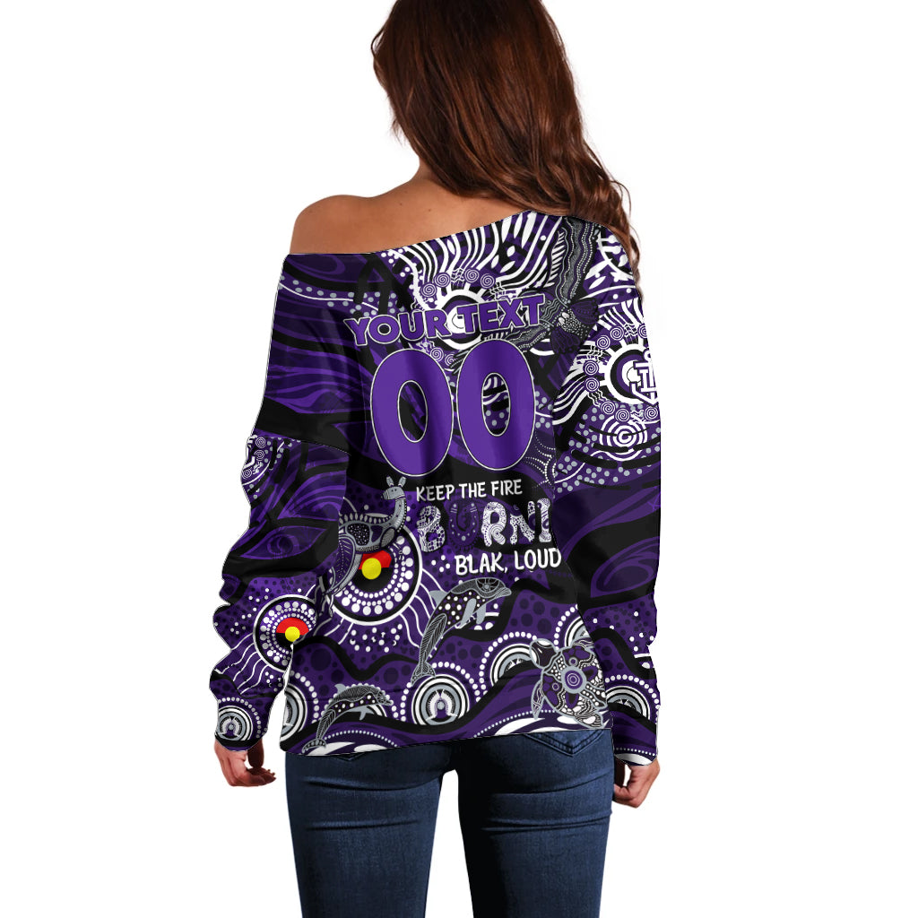 Custom NAIDOC Week 2024 Freo Off Shoulder Sweater Aboriginal Animals Keep The Fire Burning