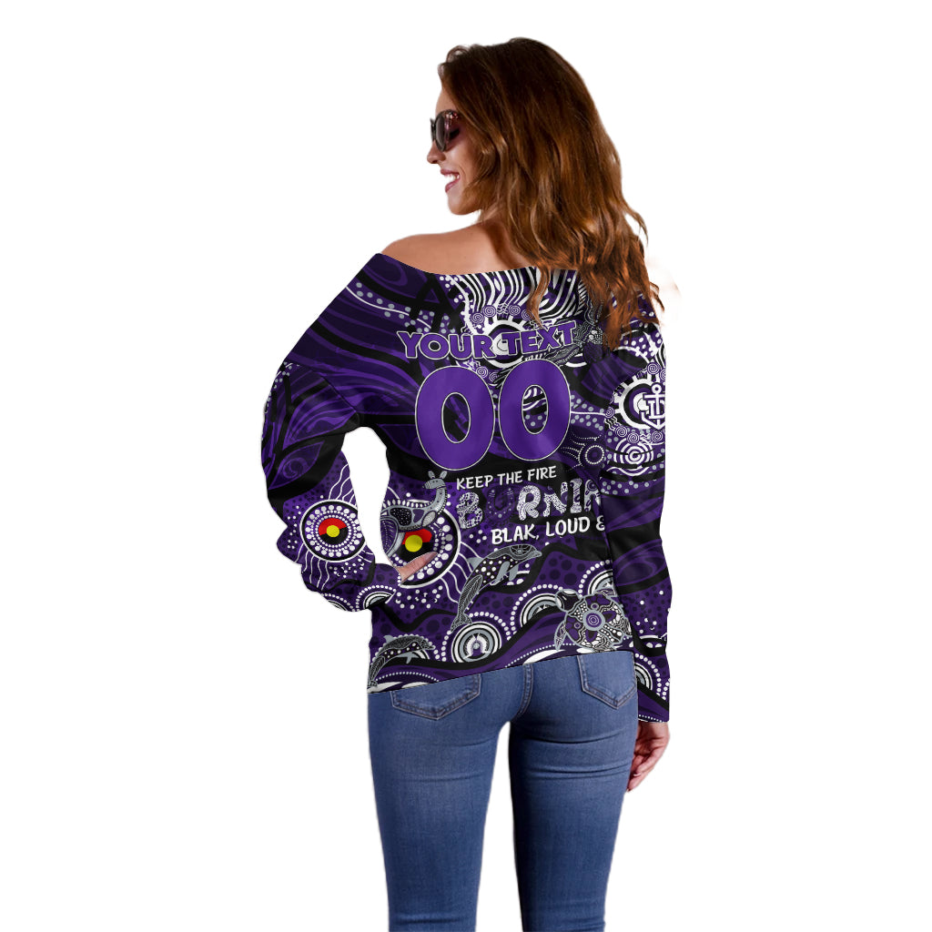 Custom NAIDOC Week 2024 Freo Off Shoulder Sweater Aboriginal Animals Keep The Fire Burning
