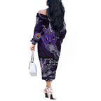 Custom NAIDOC Week 2024 Freo Off The Shoulder Long Sleeve Dress Aboriginal Animals Keep The Fire Burning