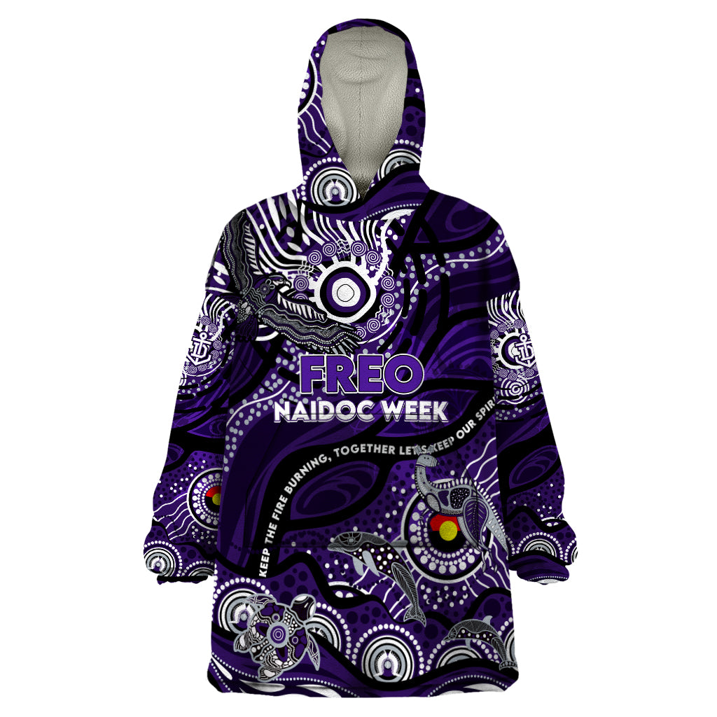 Custom NAIDOC Week 2024 Freo Wearable Blanket Hoodie Aboriginal Animals Keep The Fire Burning