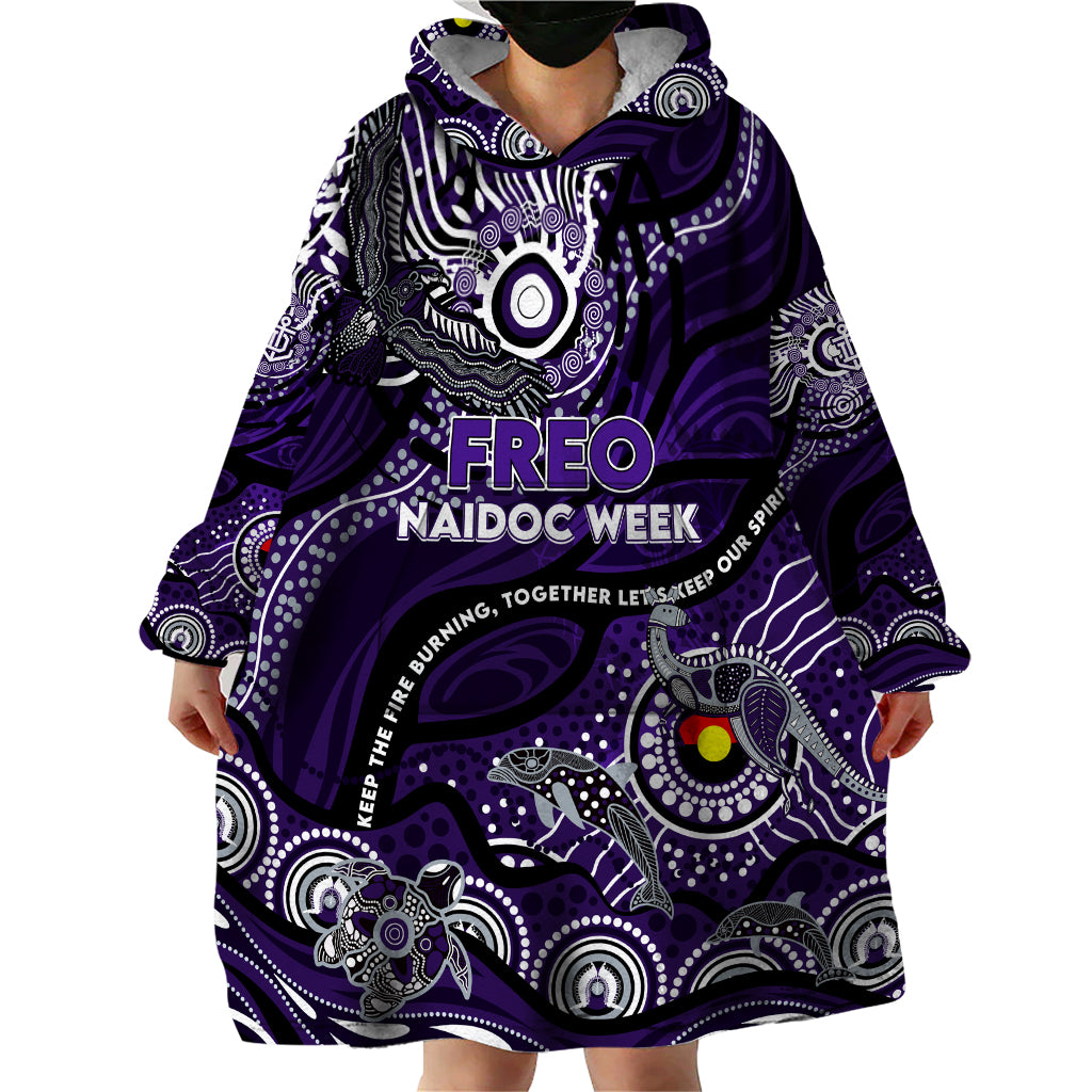 Custom NAIDOC Week 2024 Freo Wearable Blanket Hoodie Aboriginal Animals Keep The Fire Burning