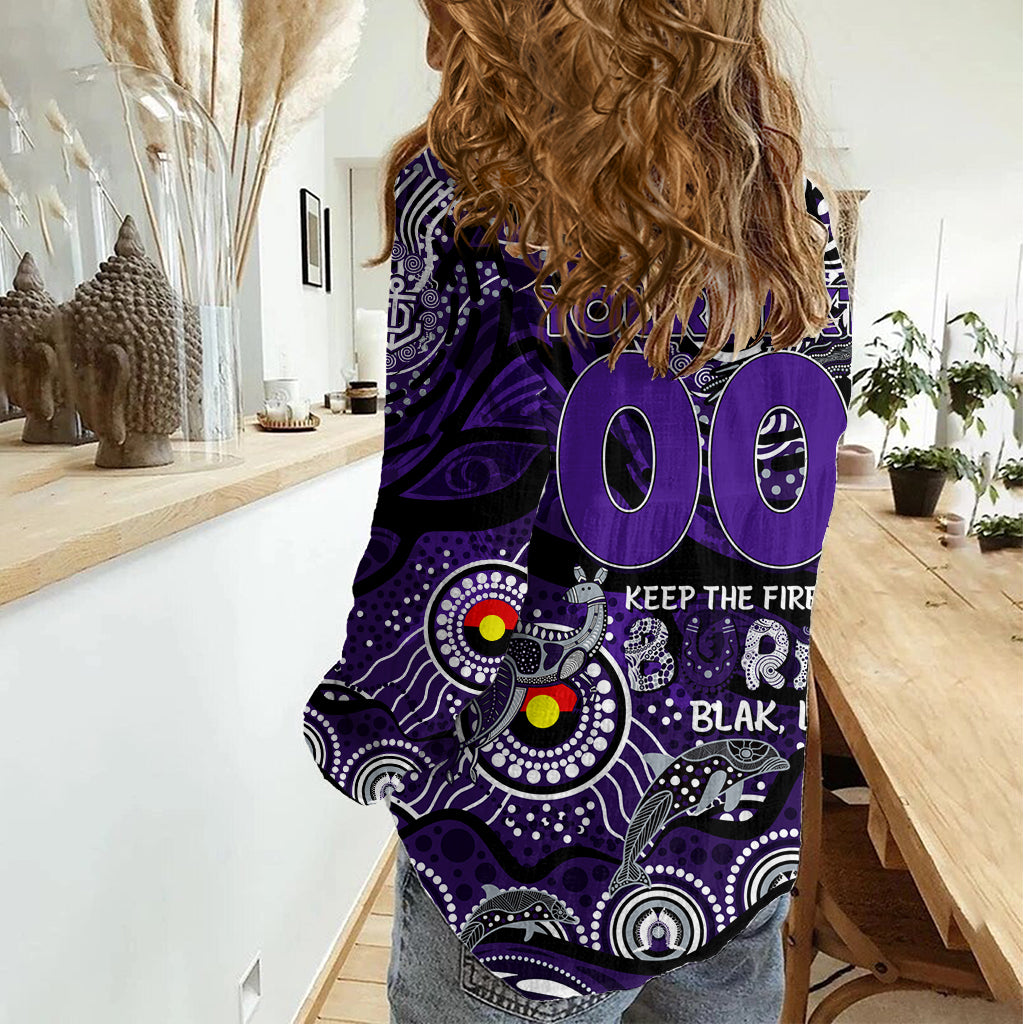 Custom NAIDOC Week 2024 Freo Women Casual Shirt Aboriginal Animals Keep The Fire Burning